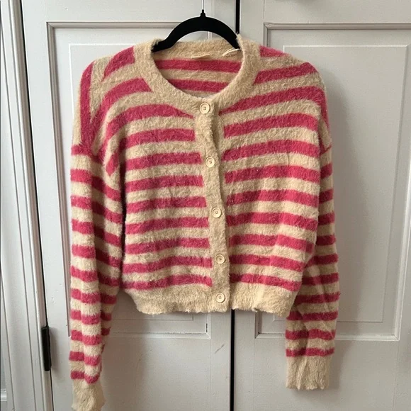 Levi's Pink and Cream Striped Cardigan - Picture 1 of 2